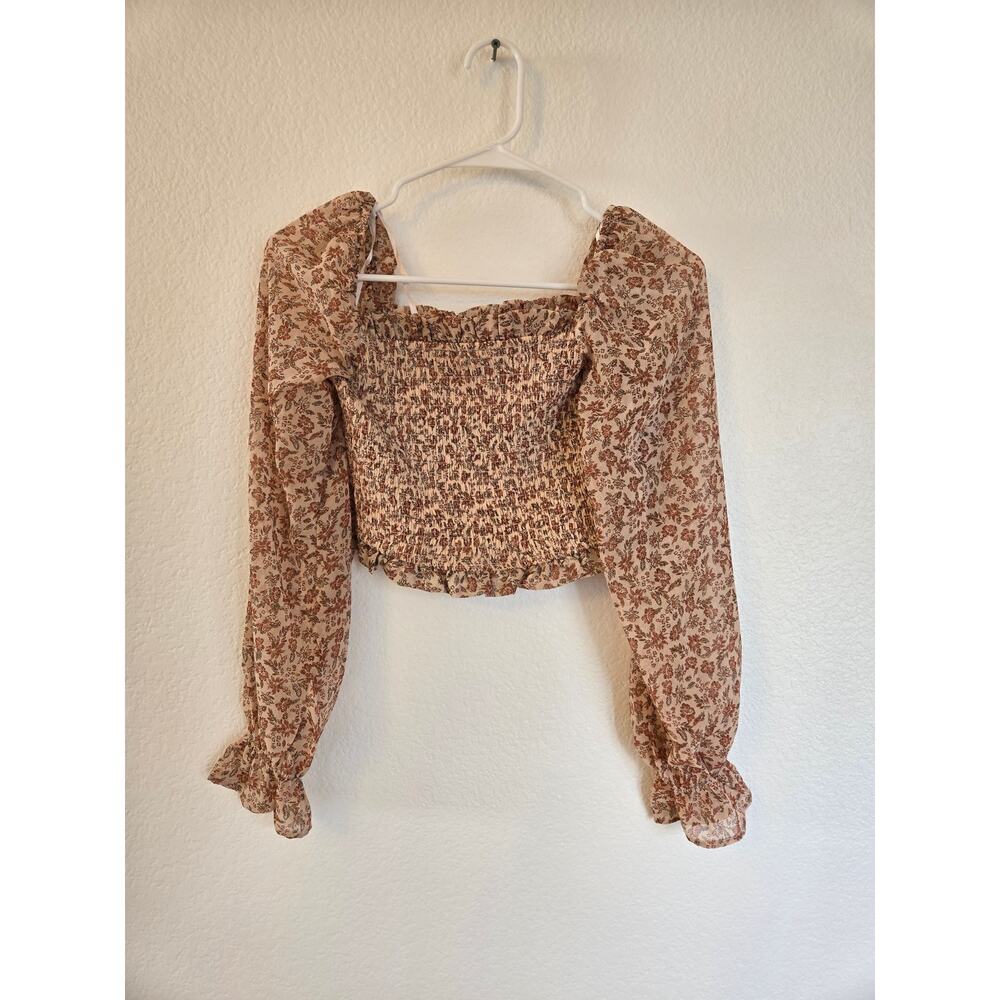 women's floral crop blouse size XS